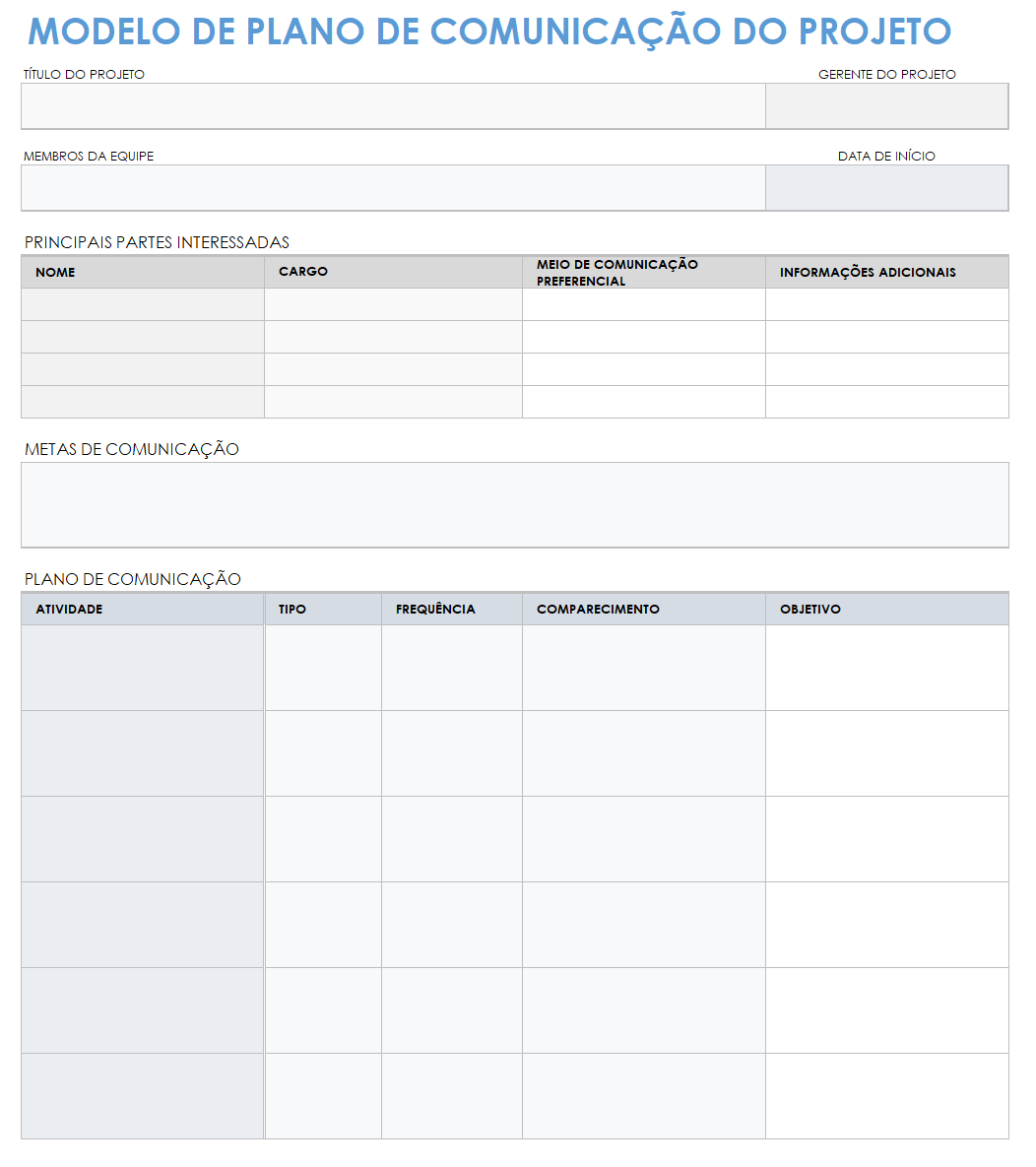  modelo de plano de comunicação de projeto