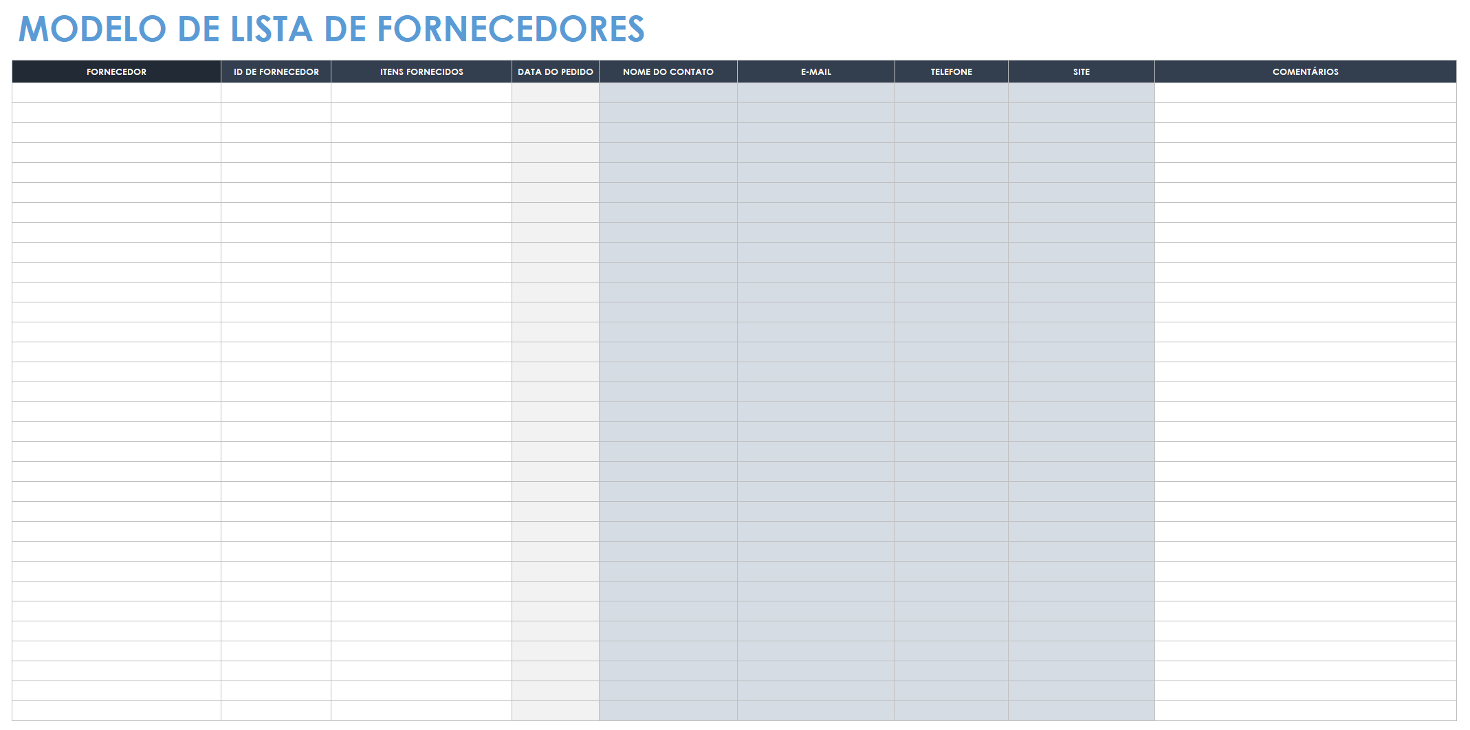  modelo de lista de fornecedores