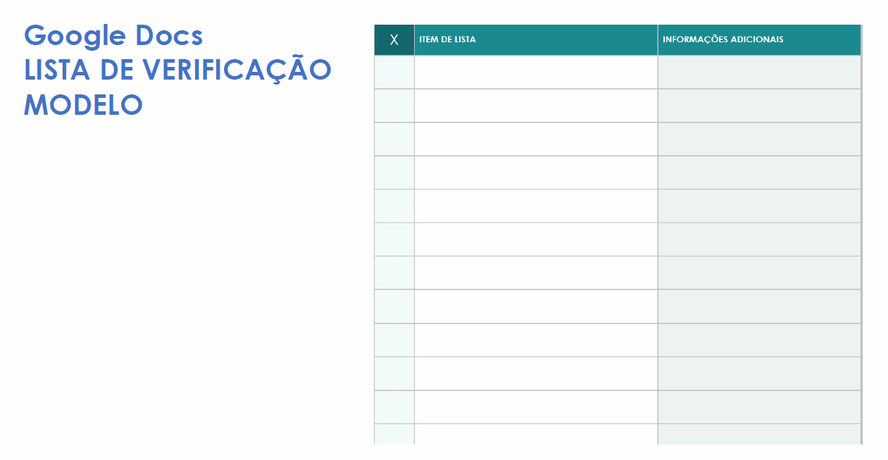 Modelo de lista de verificação