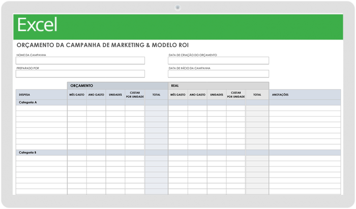 orçamento da campanha de marketing e de ROI