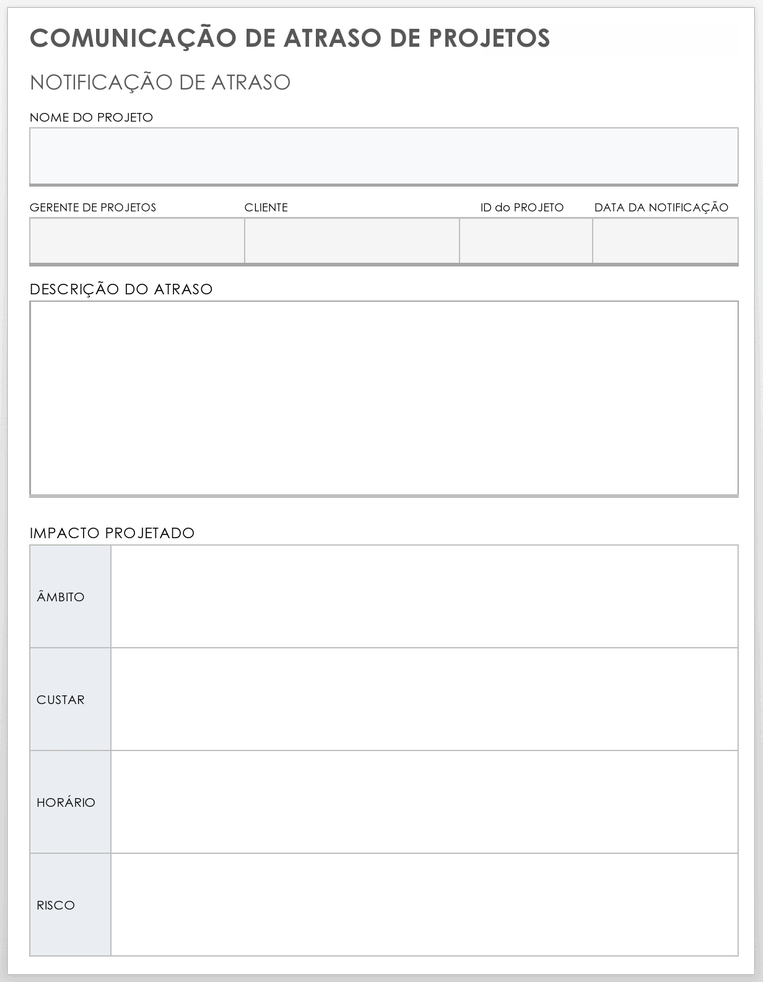  Modelo de Comunicação de Atraso de Projeto